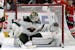 Minnesota Wild goalie Kaapo Kahkonen (31) of Finland, makes a save during the second period of an NHL hockey game against the Chicago Blackhawks, Sund