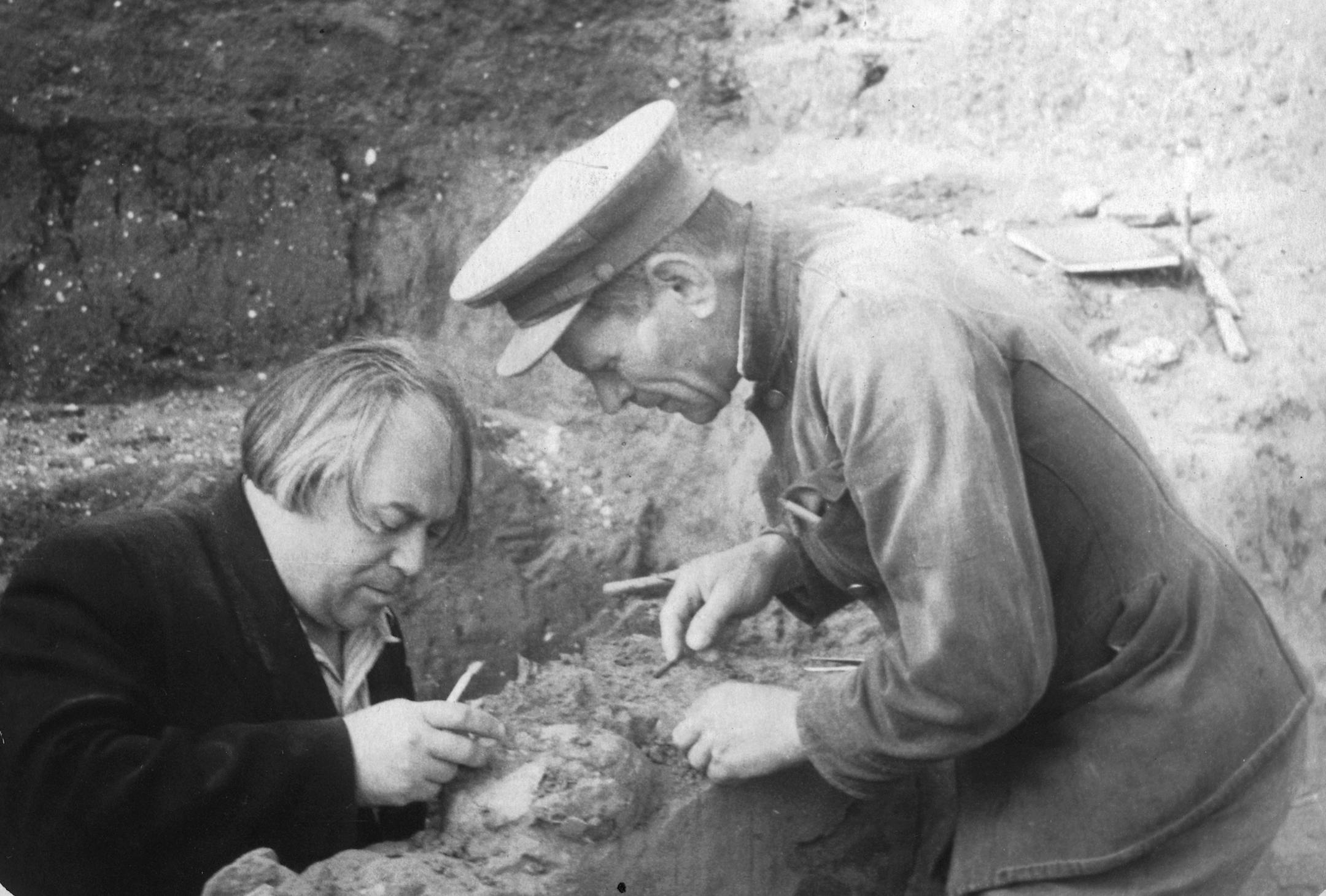 The 1954 photo provided by the Centre for GeoGenetics of the Natural History Museum of Denmark shows M .M. Gerasimov (on the right) with A.N. Rogachev (head of expedition on the left) excavating the fossil of Kostenki XIV in Kostenki-Borshchevo in what is now western Russia. A study of ancient DNA material has confirmed that the human populations now predominant in Eurasia and East Asia split more than 36,200 years ago. Researchers used new techniques to analyze genetic samples from the left tib