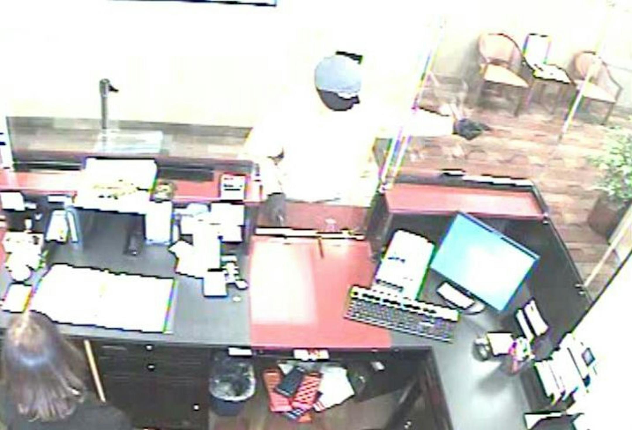 A photo from Tuesday's robbery at a Franklin Bank branch robbery.
