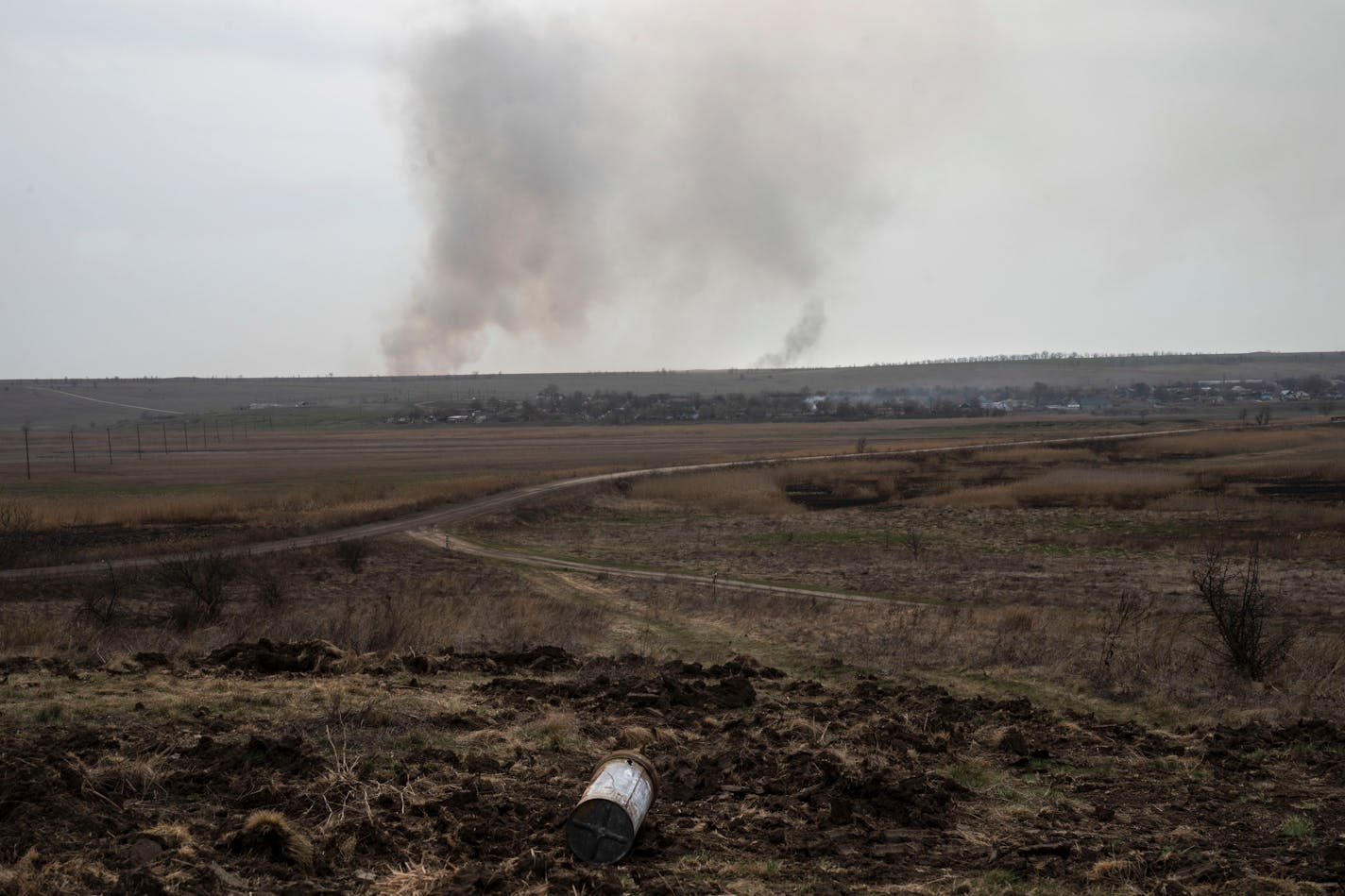 A Russian shell casing in the village of Kashparo-Mykolaivka. MUST CREDIT: Washington Post phot by Michael Robinson Chavez.