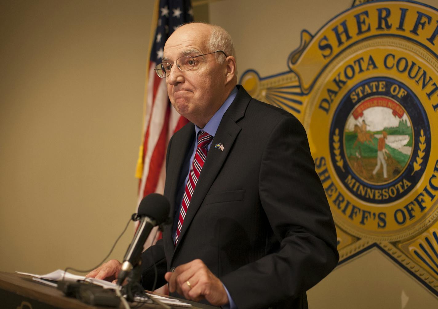 Dakota County Attorney James Backstrom addresses the media after the sentencing of Final Exit Network in the case of the assisted suicide death of Doreen Dunn at the Dakota County Law Enforcement Center in Hastings August 22, 2015. Backstrom reiterated that Dunn was not terminally ill and that her family was deeply troubled by the manner of her passing. (Courtney Perry/Special to the Star Tribune)