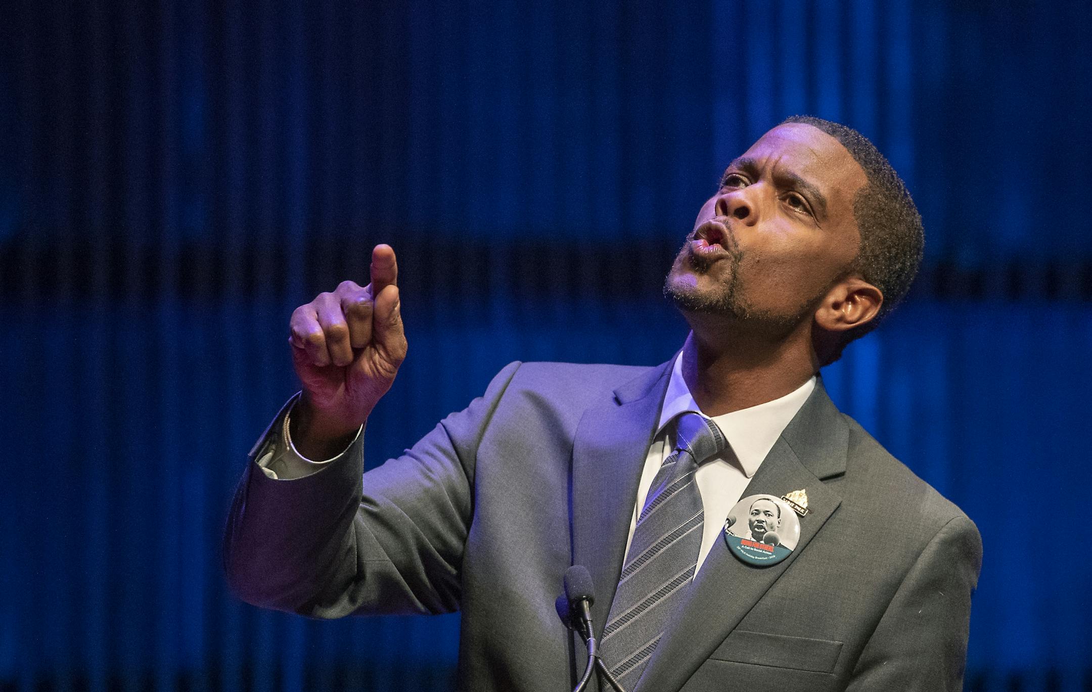 St. Paul Mayor Melvin Carter addressed the audience during the Martin Luther King, Jr. Holiday "Women of Color in STEM" celebration at the Ordway Theatre, Monday, January 21, 2019 in St. Paul, MN.