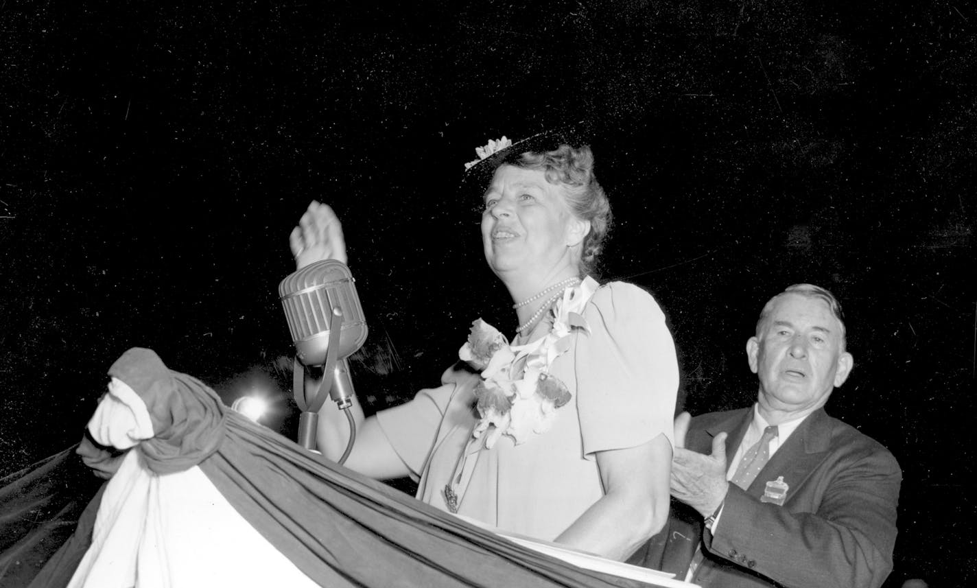 First Lady Eleanor Roosevelt waved to the crowd at the Democratic National Convention in Chicago in 1940. Associated Press