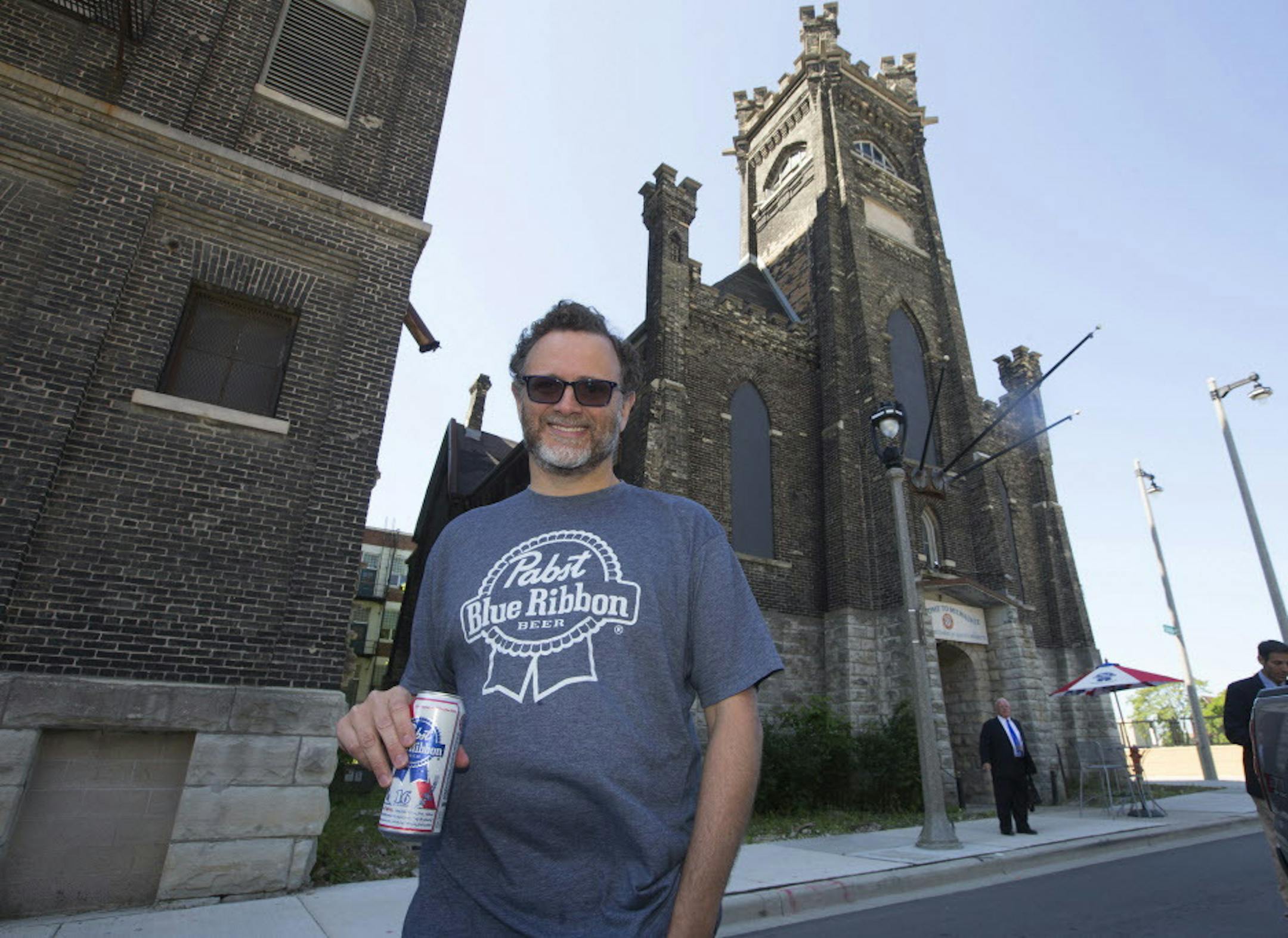 Pabst Brewing Co. chairman and chief executive officer Eugene Kashper is shown Wednesday, July 15, 2015, outside the former church that was later used as an employee training and conference center in Milwaukee, Wis. Kashper plans to turn the building into a brewery and tasting room. (Mark Hoffman/Milwaukee Journal Sentinel/TNS) ORG XMIT: 1170918