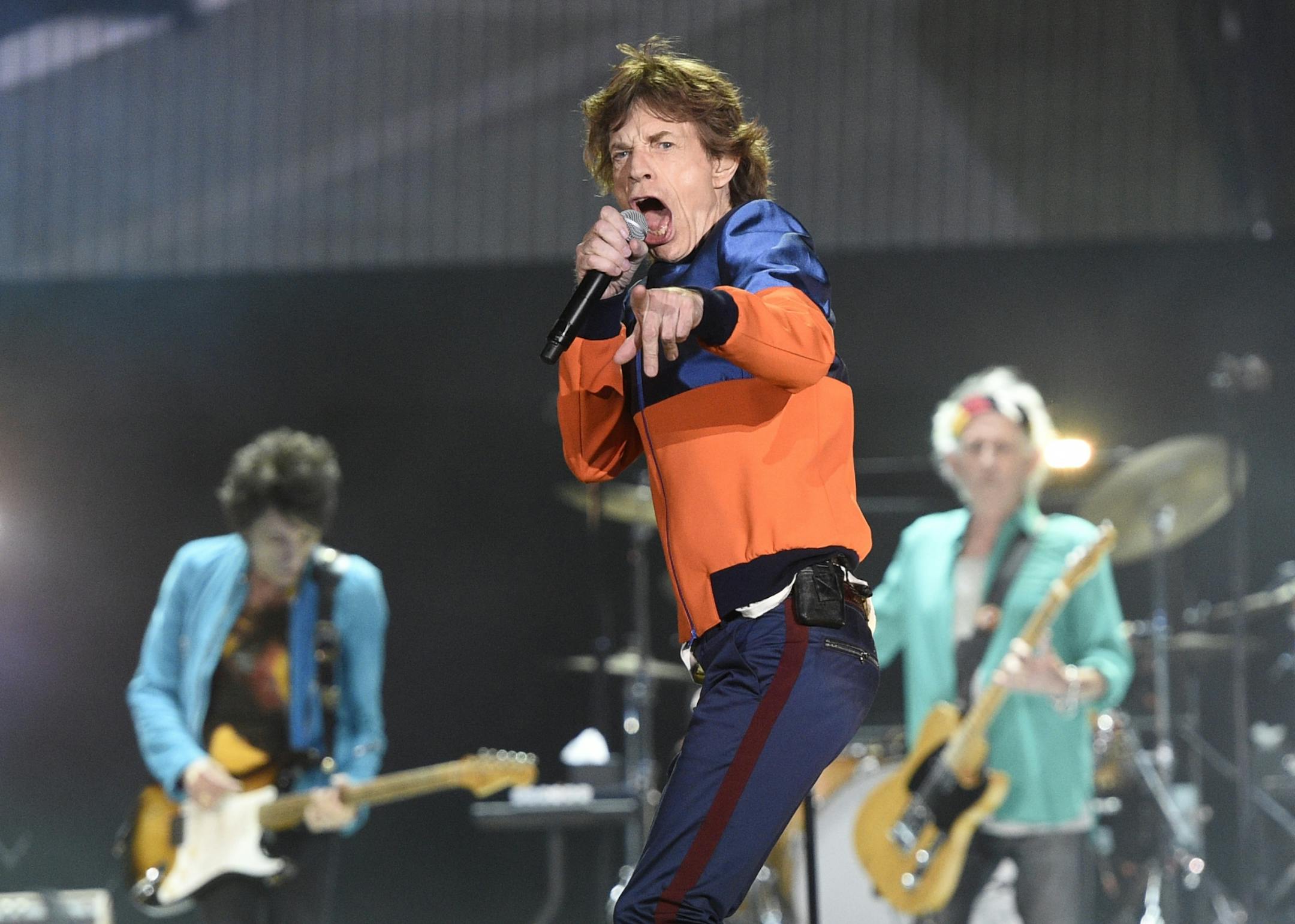 Mick Jagger of The Rolling Stones performs on day 1 of the 2016 Desert Trip music festival at Empire Polo Field on Friday, Oct. 7, 2016, in Indio, Calif.