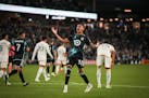 Minnesota United midfielder Kervin Arriaga celebrates his game-tying goal late in the second half.