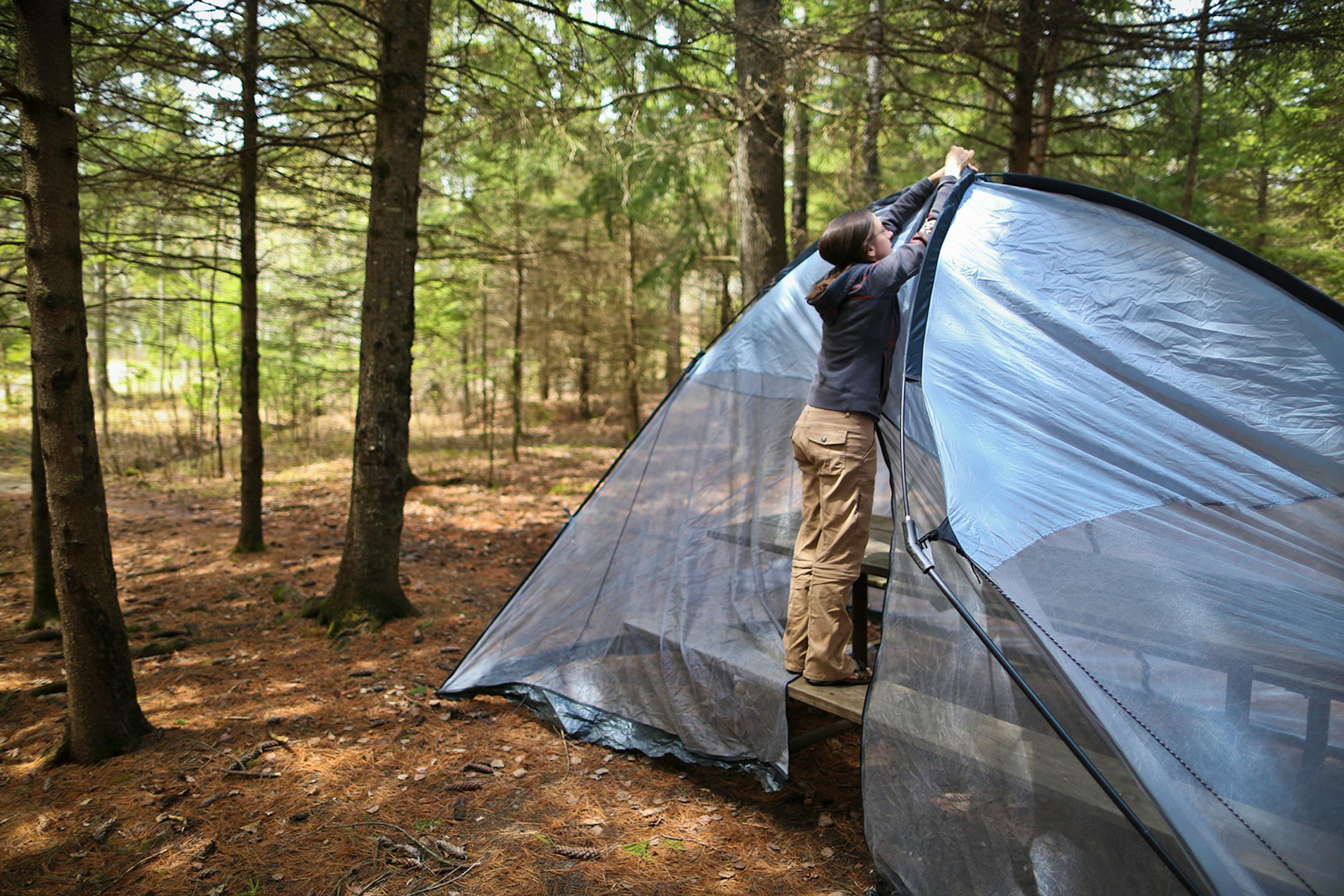 Tent camping at Jay Cooke State Park in Carlton, Minn.