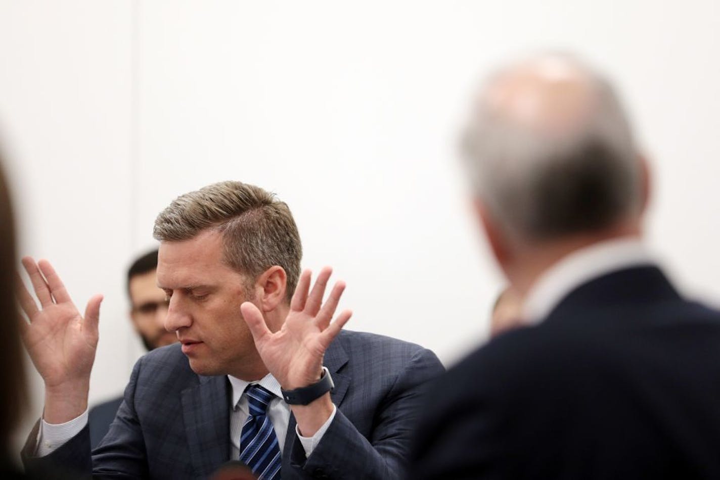 House Speaker Kurt Daudt spared with Gov. Mark Dayton during a meeting they held to discuss the possibility of a special session on health care Friday.