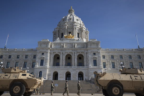 The Minnesota national guard prepare for a noon protest noon protest at the state capitol .] Jerry Holt •Jerry.Holt@startribune.com The Minnesota na