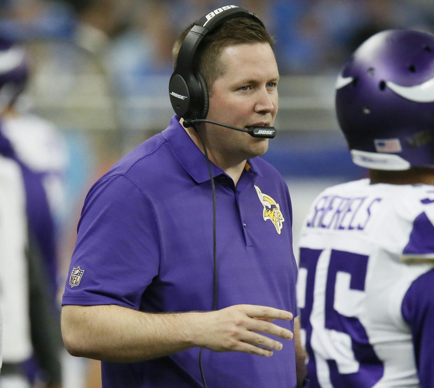 Assistant coach Scott Turner during the second half of an NFL football game against the Detroit Lions, Sunday, Oct. 25, 2015, in Detroit. (AP Photo/Duane Burleson) ORG XMIT: OTK277