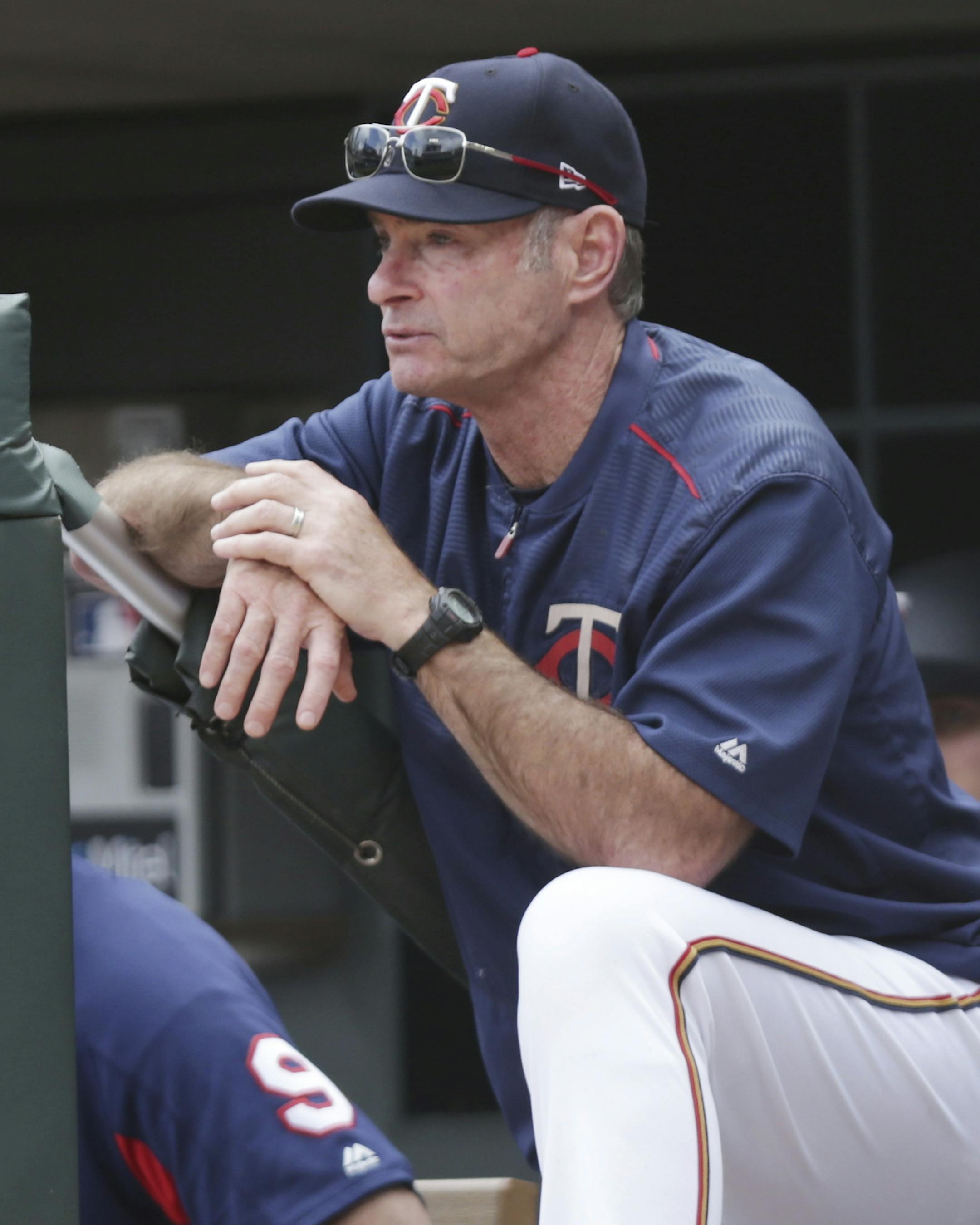 Minnesota Twins manager Paul Molitor against the Los Angeles Angels in the sixth inning of a baseball game Sunday, June 10, 2018, in Minneapolis. The Twins defeated the Angels 7-5. (AP Photo/Andy Clayton-King)