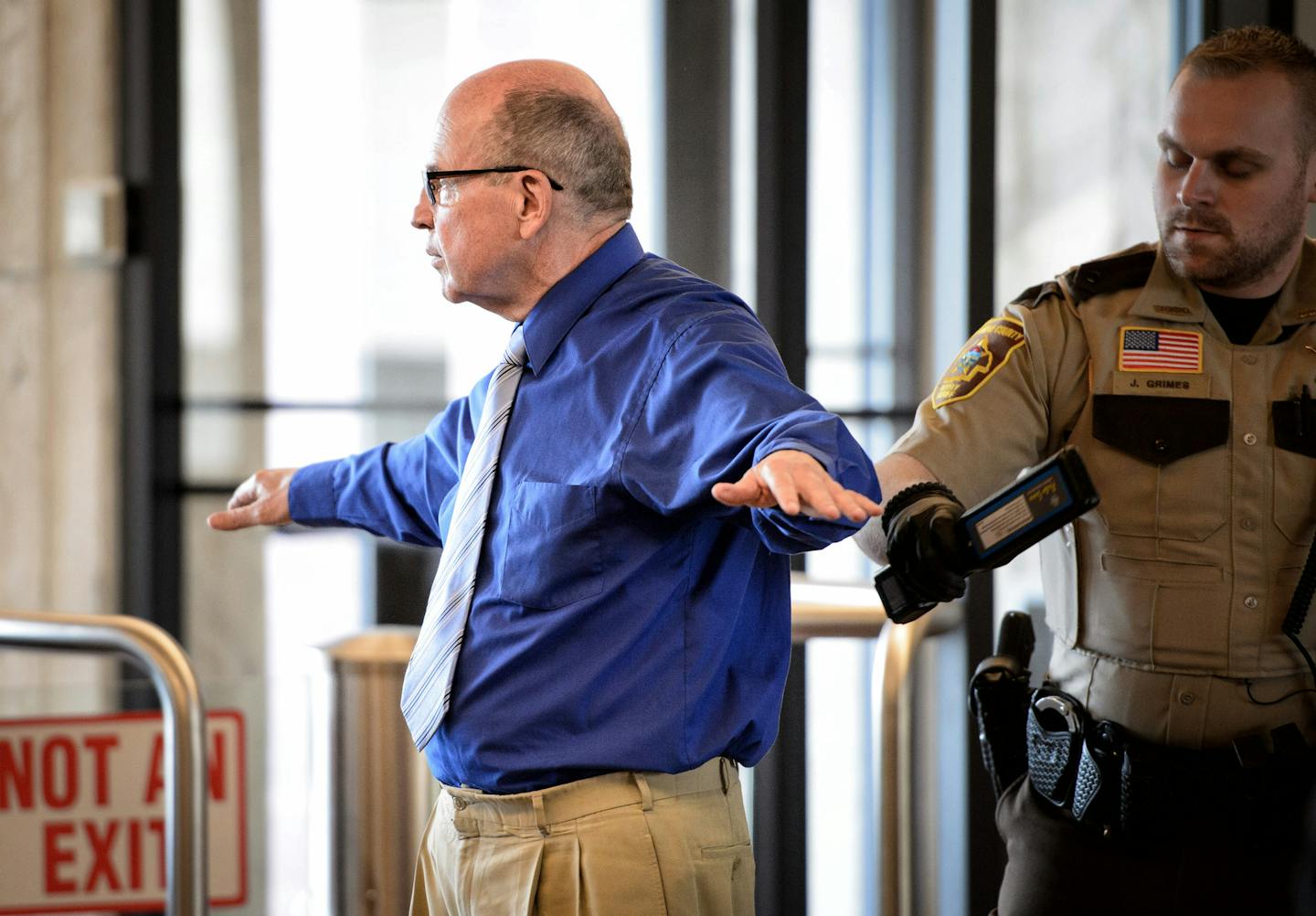 Former priest Francis Hoefgen passed through security at the Dakota County Judicial Center in Hastings. ] GLEN STUBBE * gstubbe@startribune.com , Wednesday, May 20, 2015 Opening statements are scheduled to begin today in the Dakota County trial of a former Catholic priest charged with repeatedly raping an alter boy in the late 1980s and early '90s. Francis Hoefgen, 64, of Columbia Heights, was charged last year with two counts of first-degree criminal sexual conduct for allegedly abusing the boy