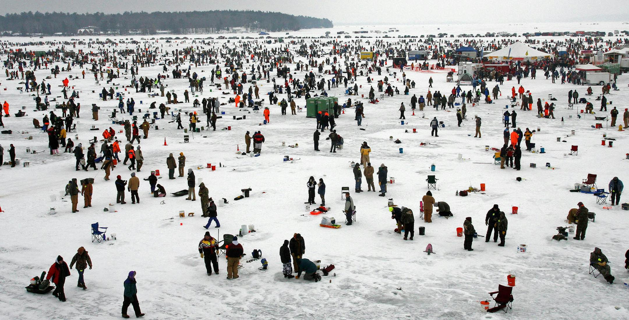 More than 10,000 anglers gathered on the ice, forming a temporary Gull Lake Ice City. First prize — a new pickup — was awarded for a 5.34-pound walleye. A 0.60-pound rock bass was good for a boat.