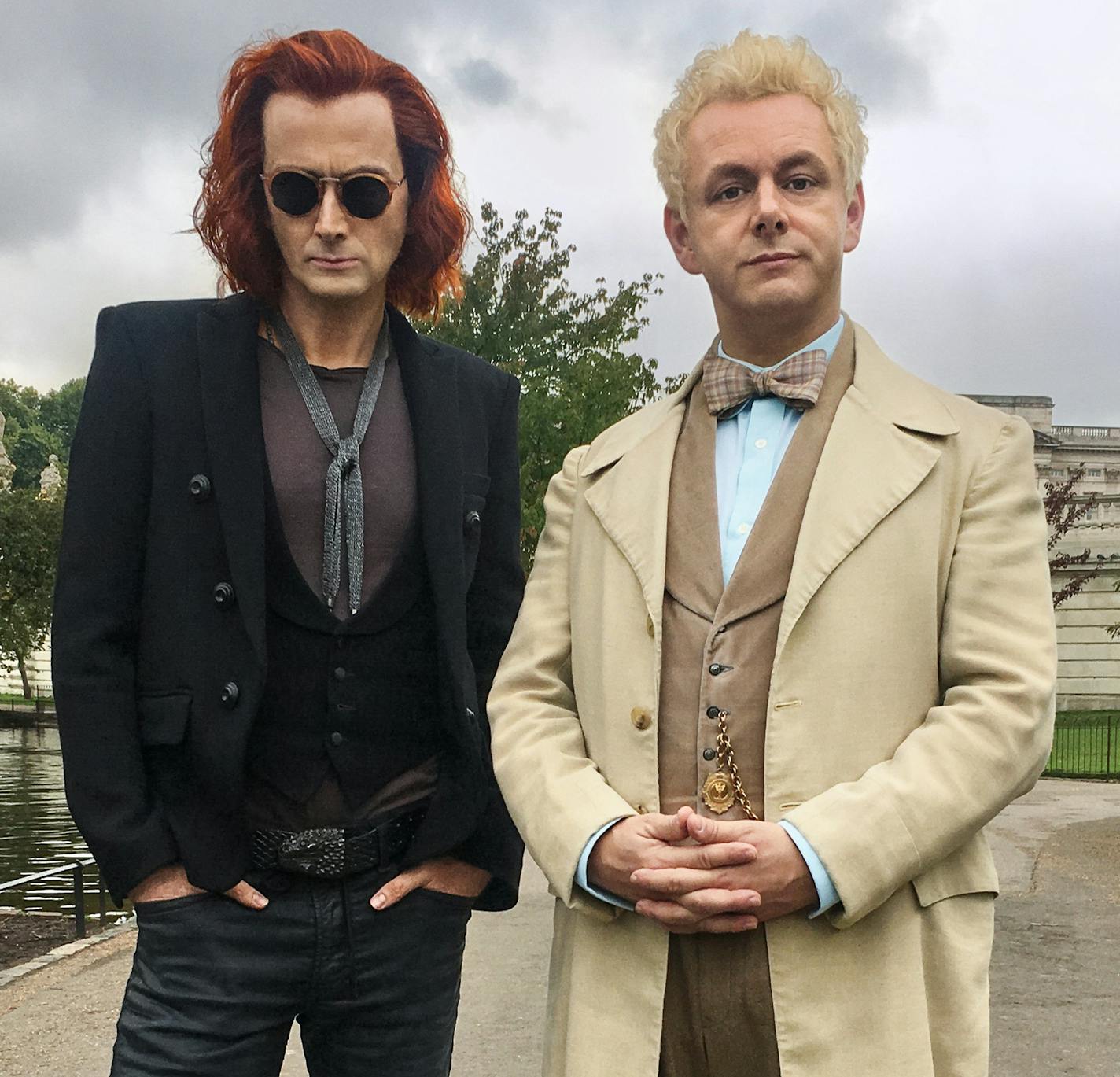 Michael Sheen and David Tennant in "Good Omens," based on the 1990 book by Terry Pratchett and Neil Gaiman.