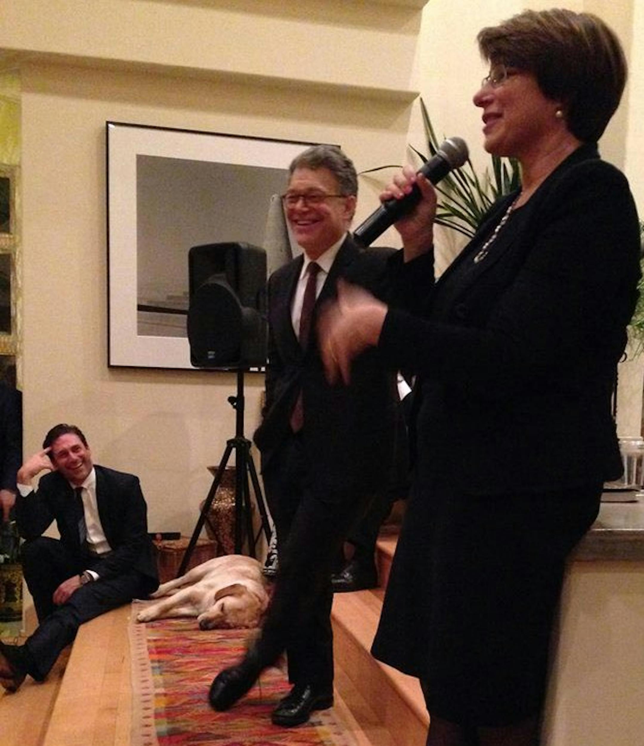 Jon Hamm at Al Franken fundraiser with Amy Klobuchar