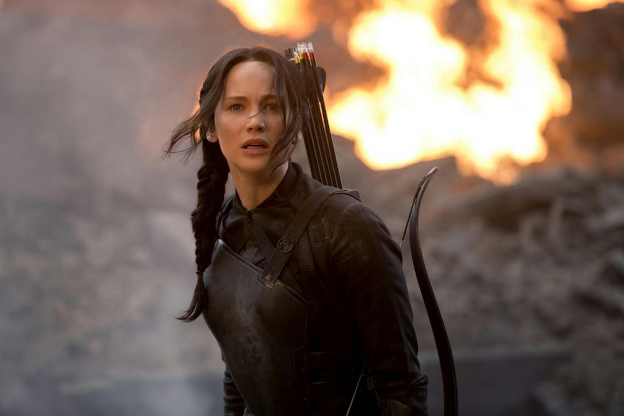 Jennifer Lawrence stars as 'Katniss Everdeen' in THE HUNGER GAMES: MOCKINGJAY PART 1.