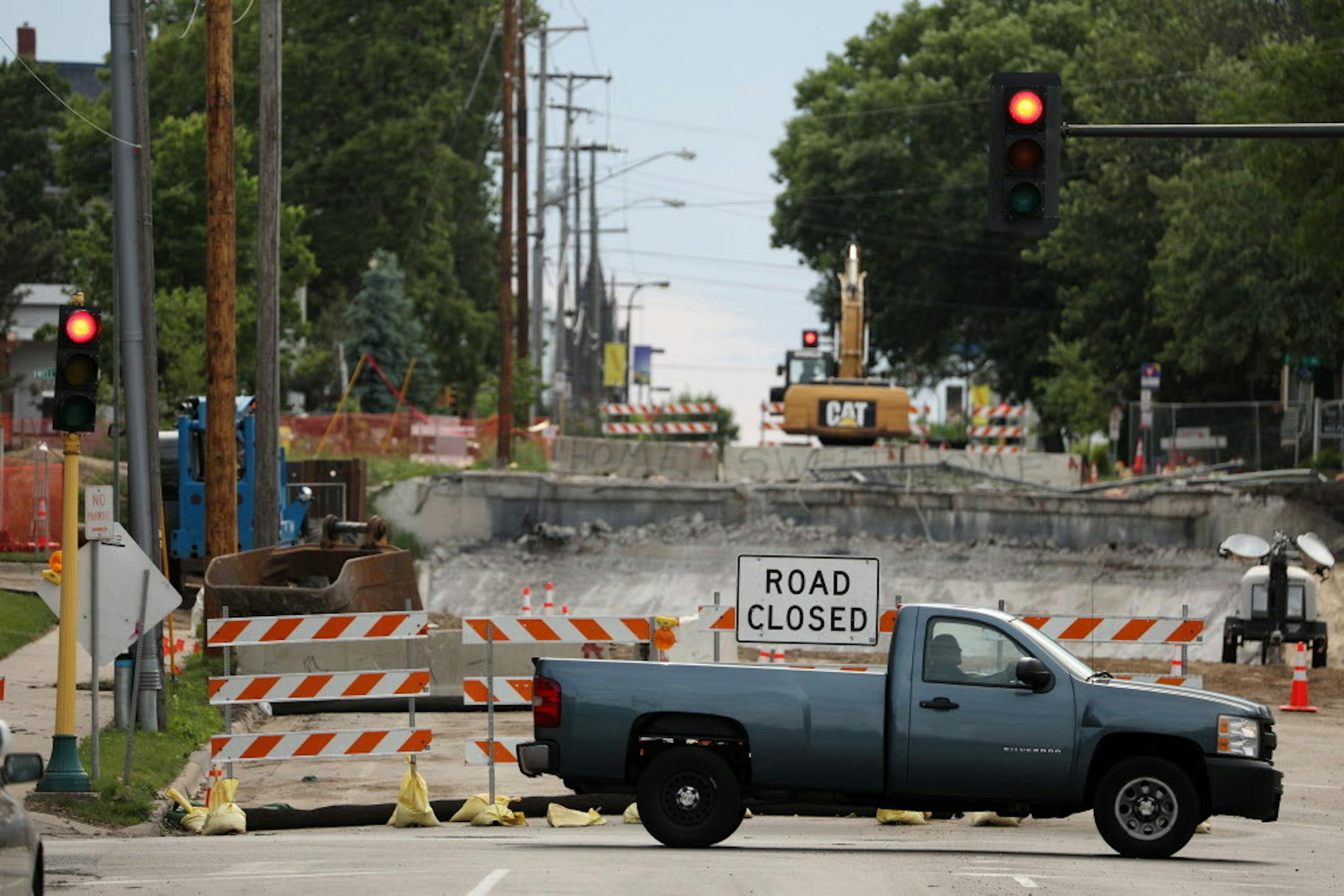 Construction continued along 5th Avenue S. during the evening rush hour Friday.