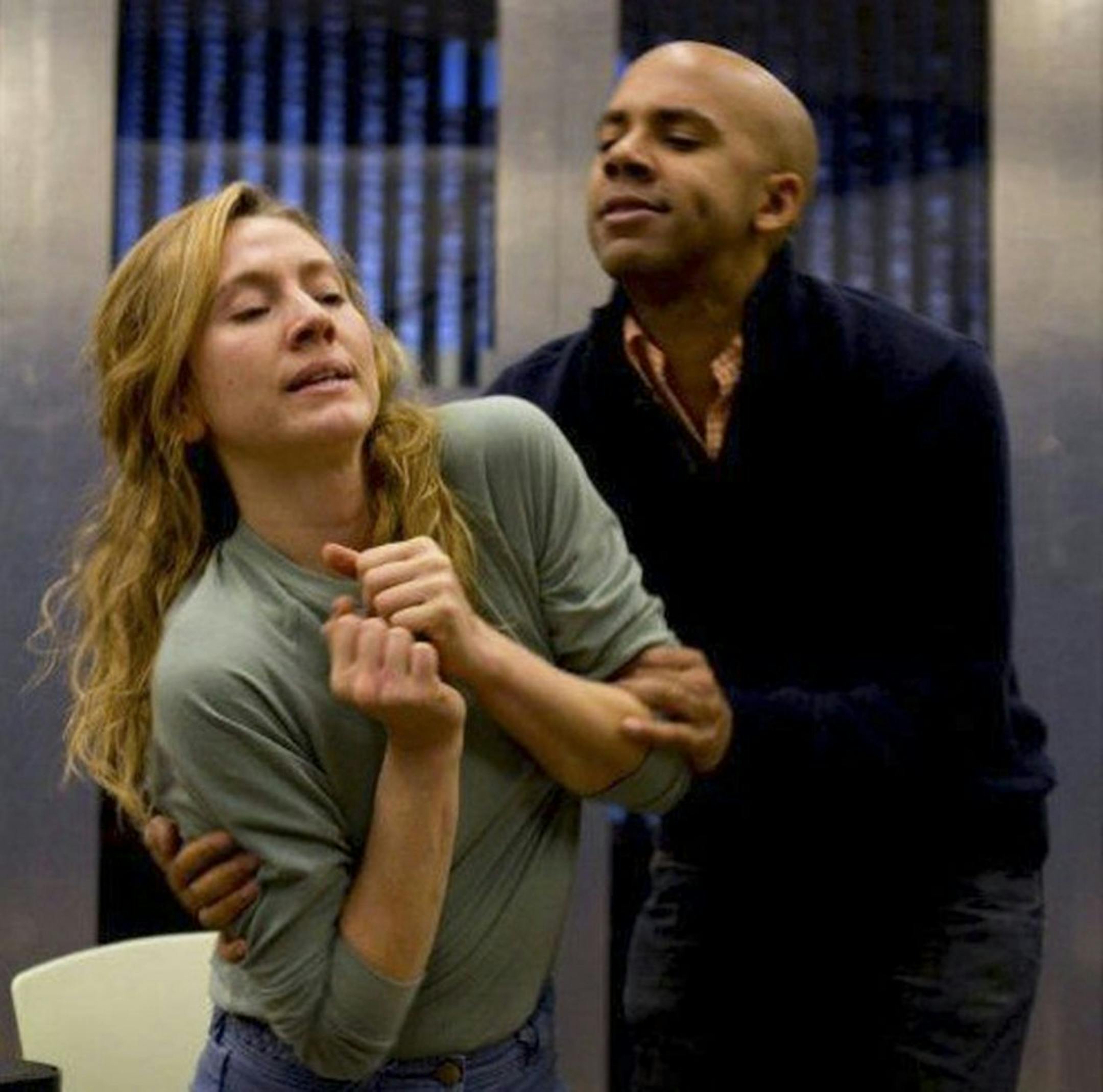 Kathleen Wise and William Sturdivant rehearsed "Julius Caesar."