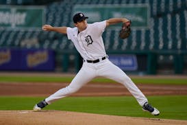 Detroit Tigers pitcher Casey Mize throws against the Cleveland Indians in the first inning of a baseball game in Detroit, Thursday, Sept. 17, 2020. (A