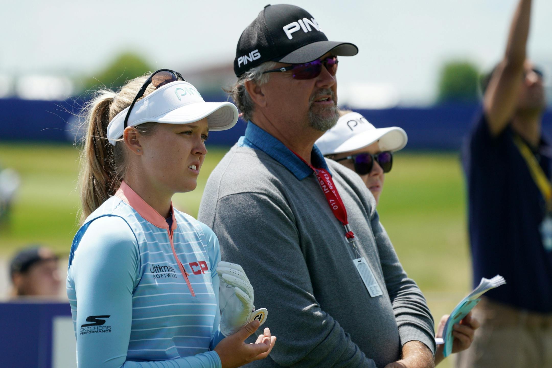 Brooke Henderson watched with her father Dave Henderson from the 18th tee box Tuesday afternoon.