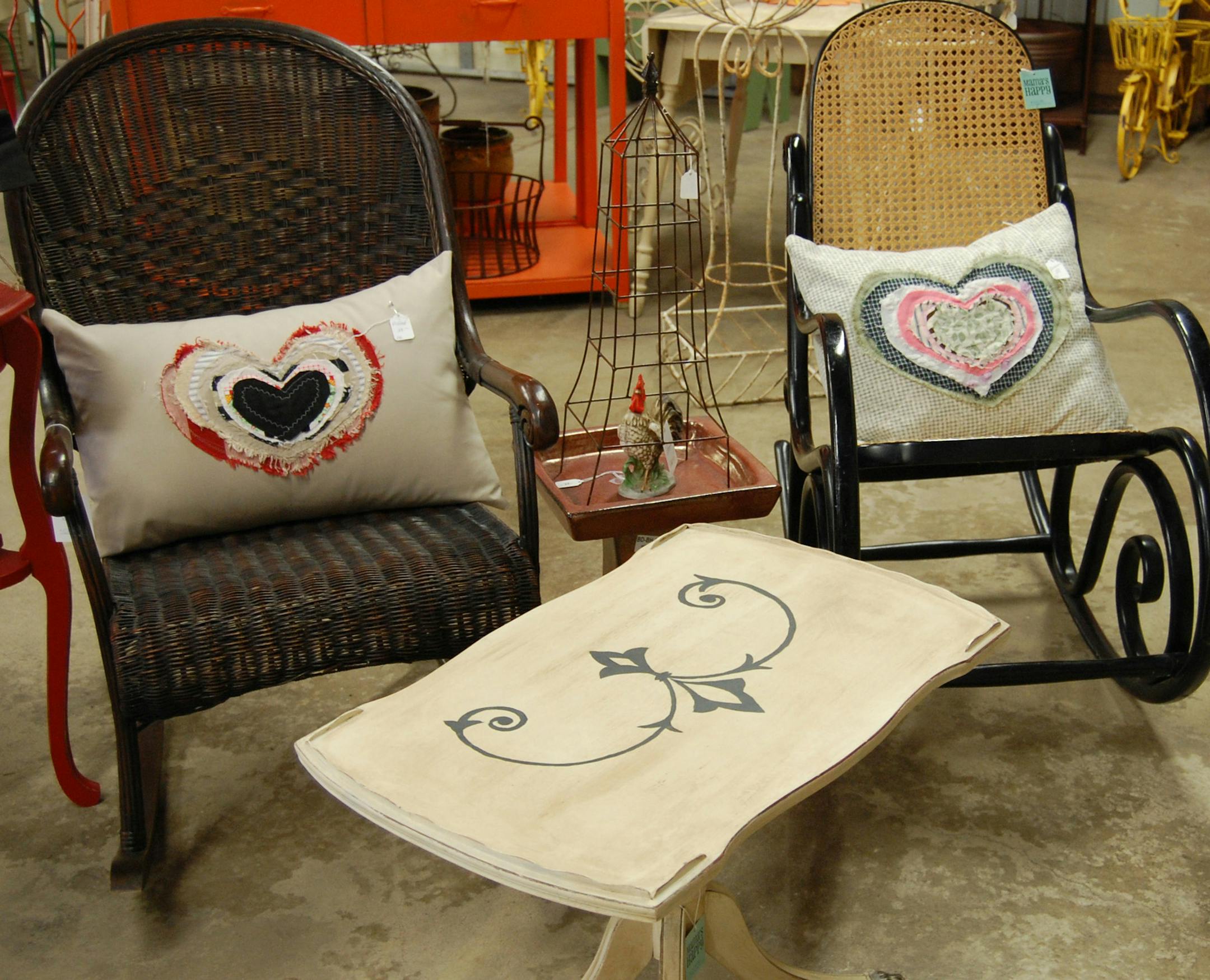 Furniture for sale at the Arboretum's SummerHouse.