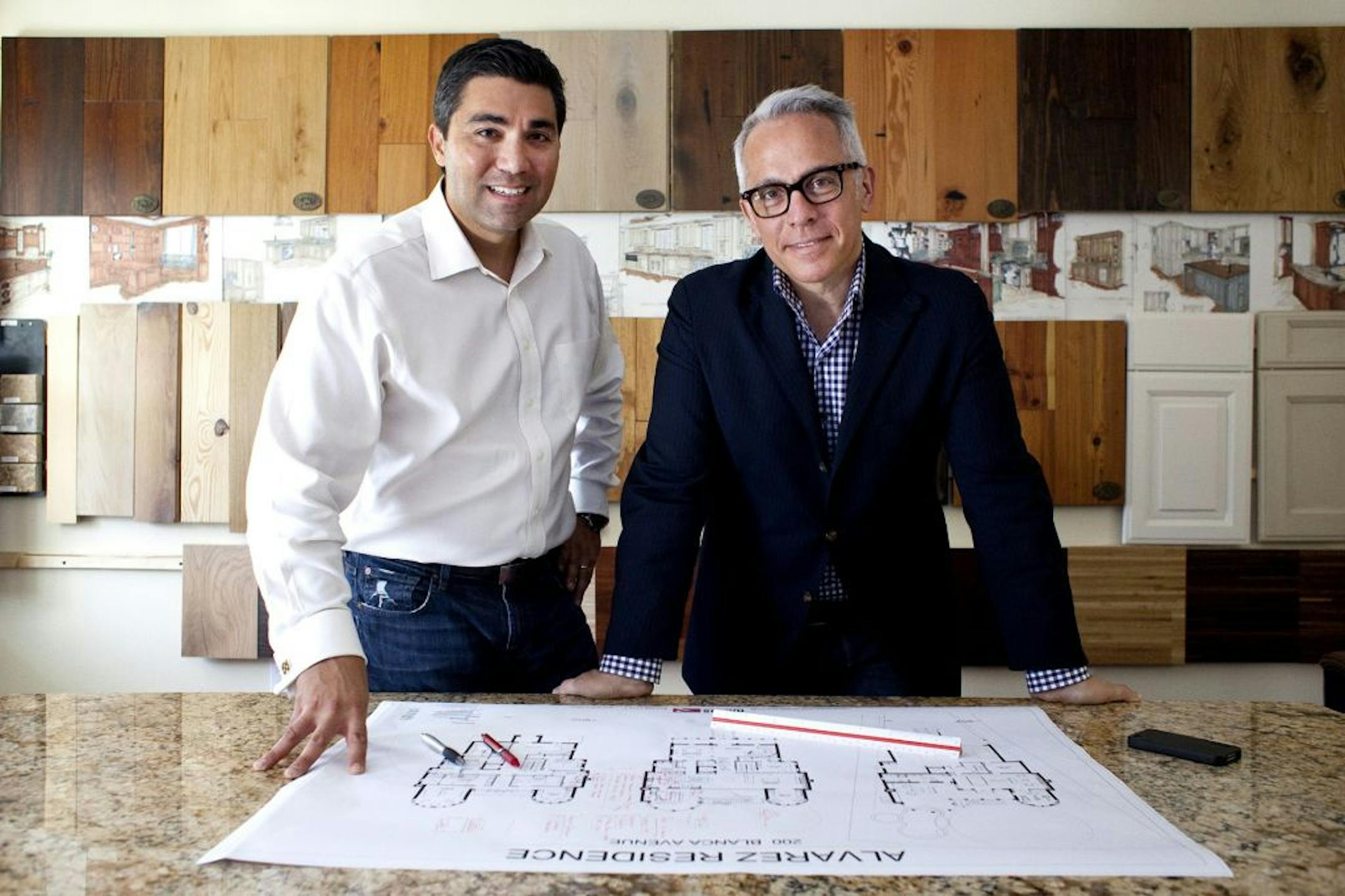 SH12K157IRONCHEFKITCHEN Nov. 26, 2012 -- Celebrity chef Geoffrey Zakarian, right, and local developer James Ramos have teamed up to design functional, usable kitchen spaces.