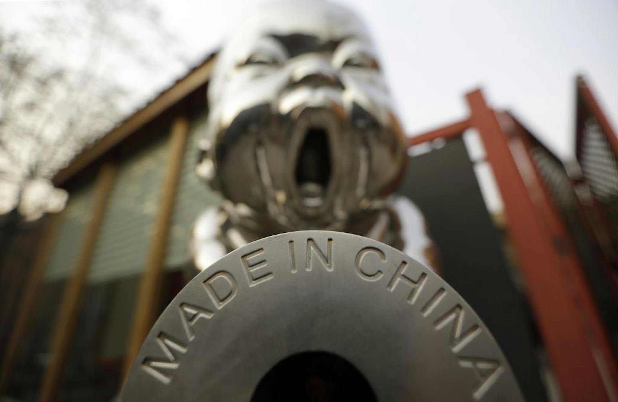 A sculpture was displayed with the phrase "Made in China," at the 798 Art District in Beijing, China in November, 2012.