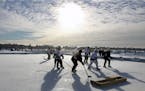 1600 hockey players on 300 teams braved the cold weather and took to the rinks during last year's Pond Hockey Championships at Lake Nokomis.