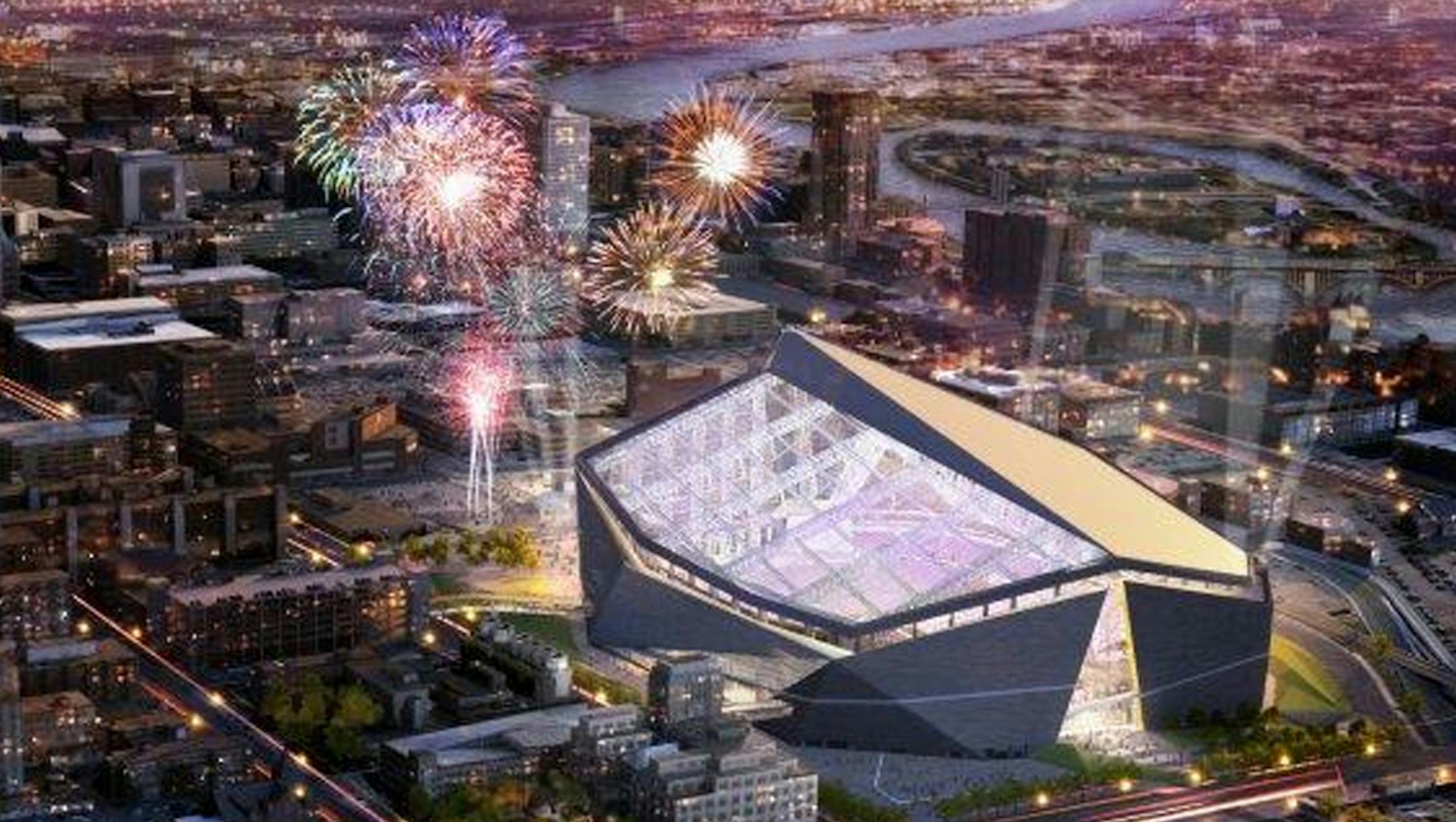 Minnesota Vikings stadium in this rendering done by HKS Sports and Entertainment Group.