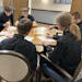 Their performance complete, eighth-grade string students from Owatonna Middle School talked to the residents of the TImberdale Trace assisted-living c
