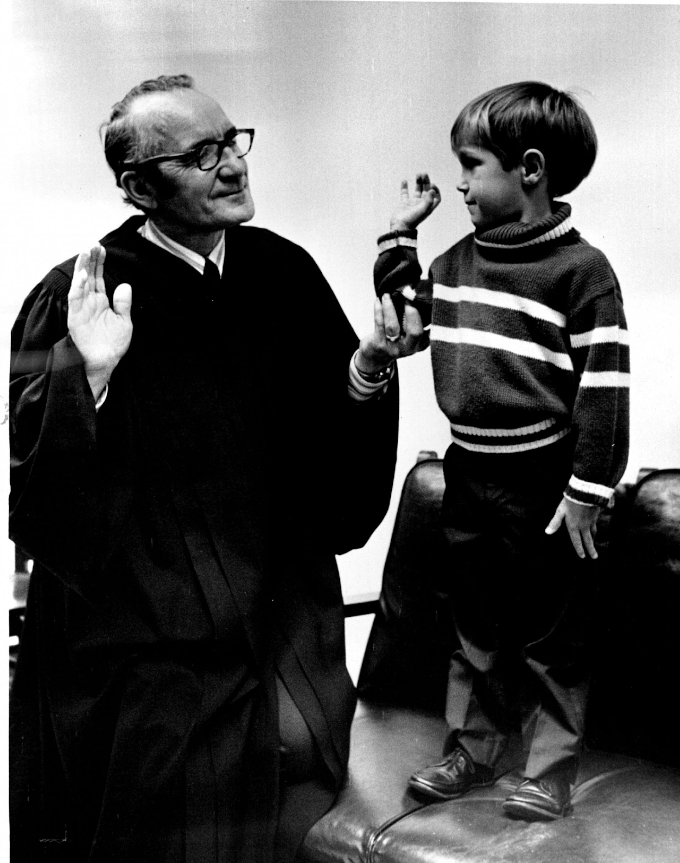 November 24, 1971 U.S. District Judge Miles Lord And Kelly Jacks 'I'm a lucky duck' said the 4-year-old of his new citizenship. "I'm a lucky duck," said the Canadian-born youngsters as his parents, four older sisters and brother gathered around him. November 17, 1971 Russell Bull, Minneapolis Star Tribune