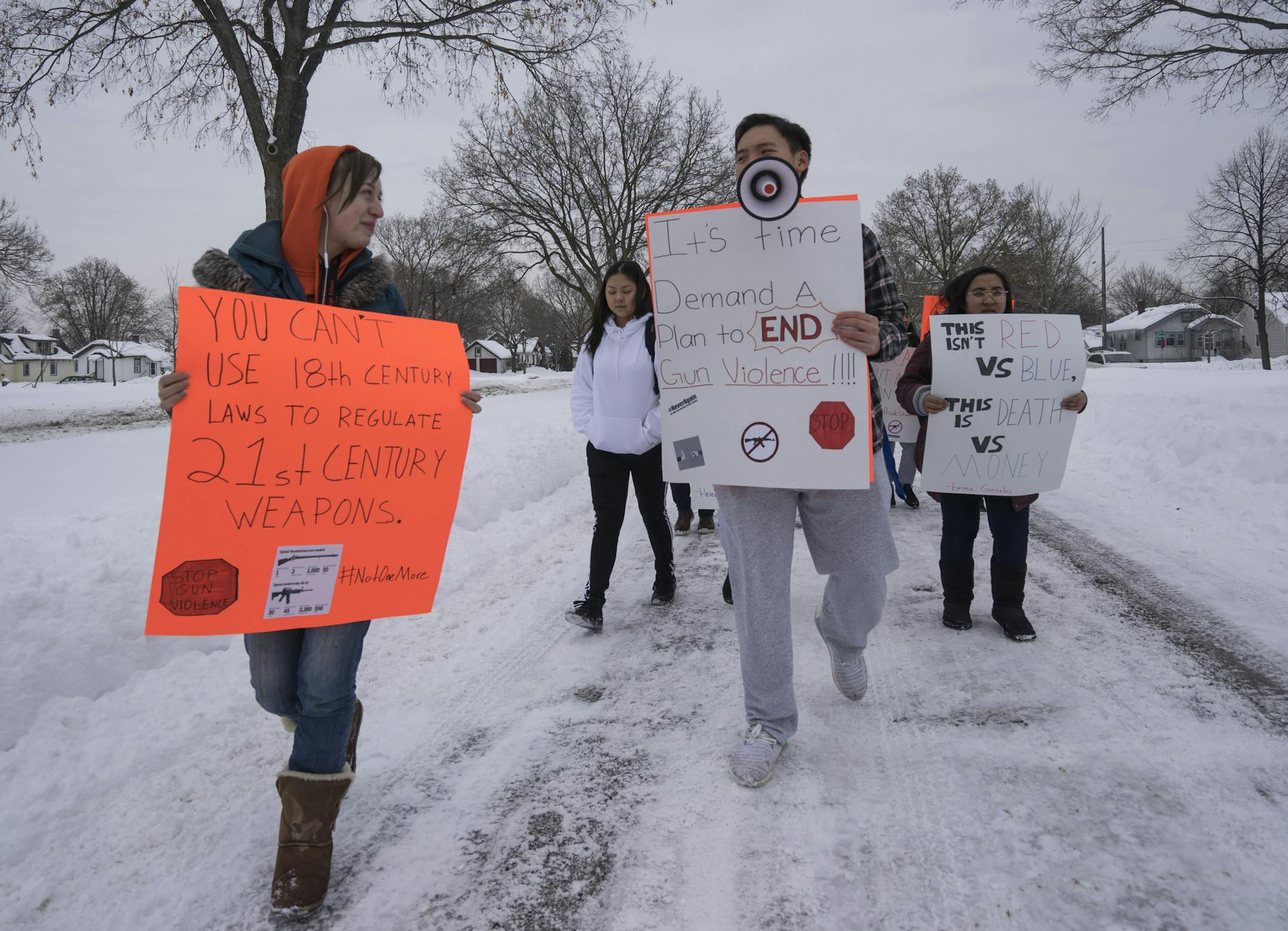 10 Students from Patrick Henry high school in Minneapolis walked out of class on Friday, Feb. 22 in protest advocating for stricter gun laws.]
TONY SAUNDERS ¡ anthony.saunders@startribune.com