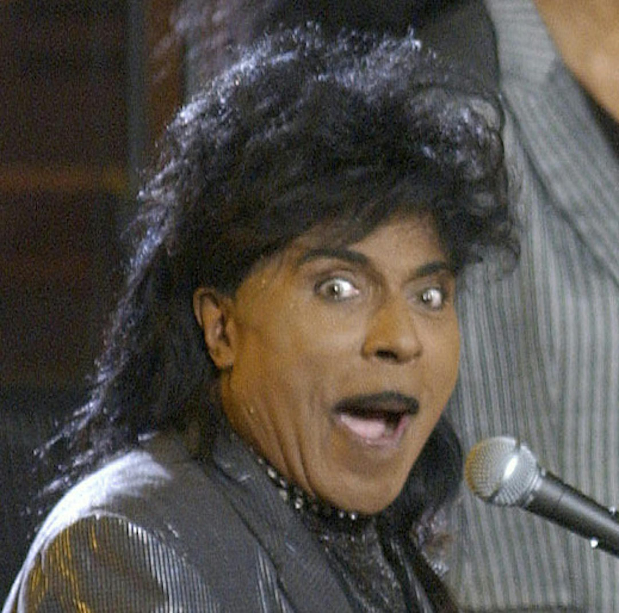 FILE - In this April 21, 2002 file photo, Little Richard performs "Good Golly Miss Molly" during the finale of "American Bandstand's 50th...A Celebration," at the Pasadena Civic Auditorium in Pasadena, Calif. Rock 'n' roll pioneer Little Richard will be buried in a private funeral at Oakwood University, a historically black university in Huntsville, Ala. Little Richard died on May 9, 2020. (AP Photo/Chris Pizzello, File)