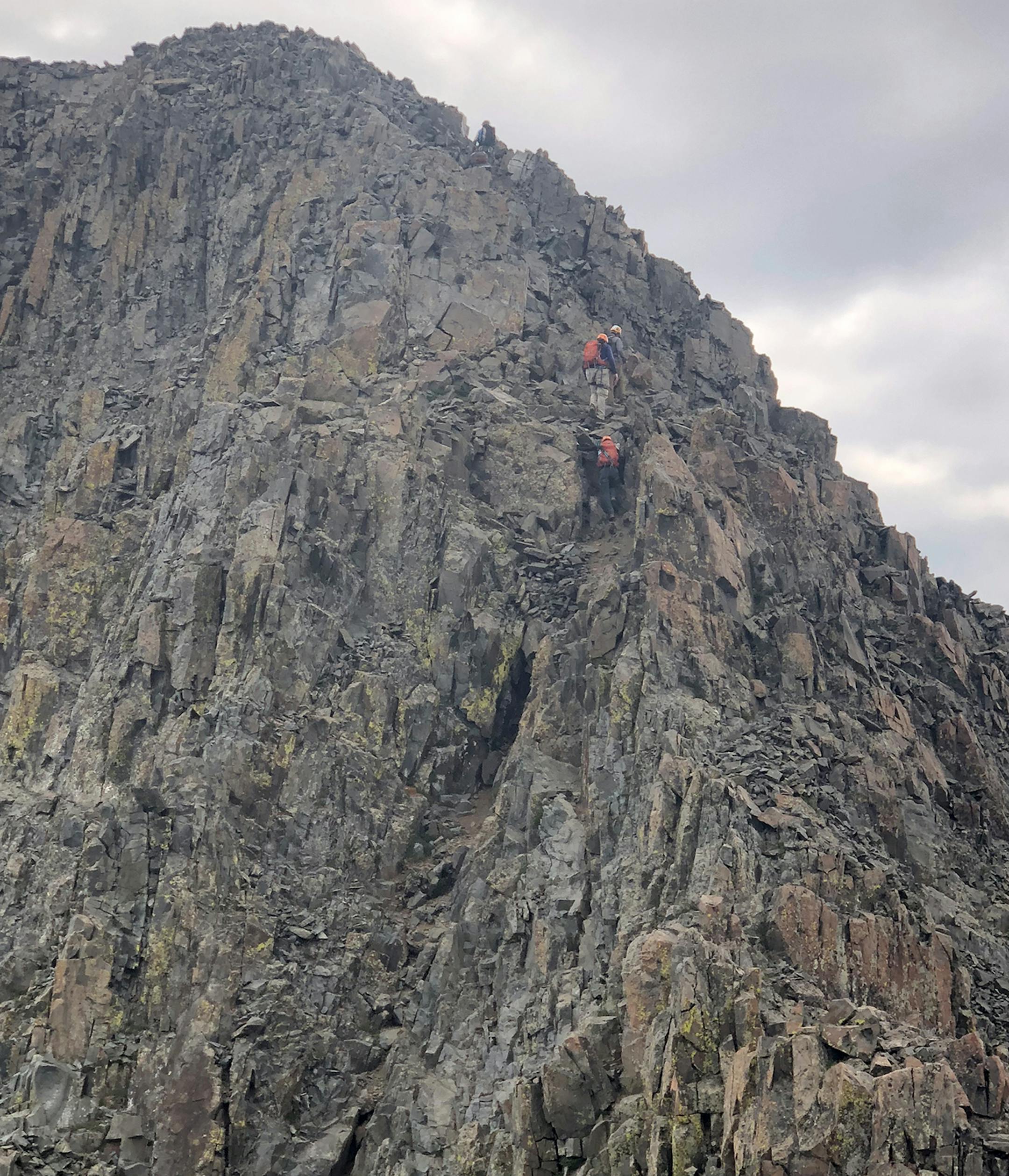 The photographerís name as you would like it to appear in print, and the town in which he lives? Josh Van de Hinz / St Louis Park For this purpose, your town, too. Craig Vanderah / Prior Lake Where was he when he took this photo? Josh was standing on top of Wilson Peakís 13900 ft. False Summit looking across to photograph my daughter Ana Van de Hinz & I and our guide doing the final pitch on the 14,023 ft. main summit of Wilson Peak. Ana and I had down climbed the False Summit shortly