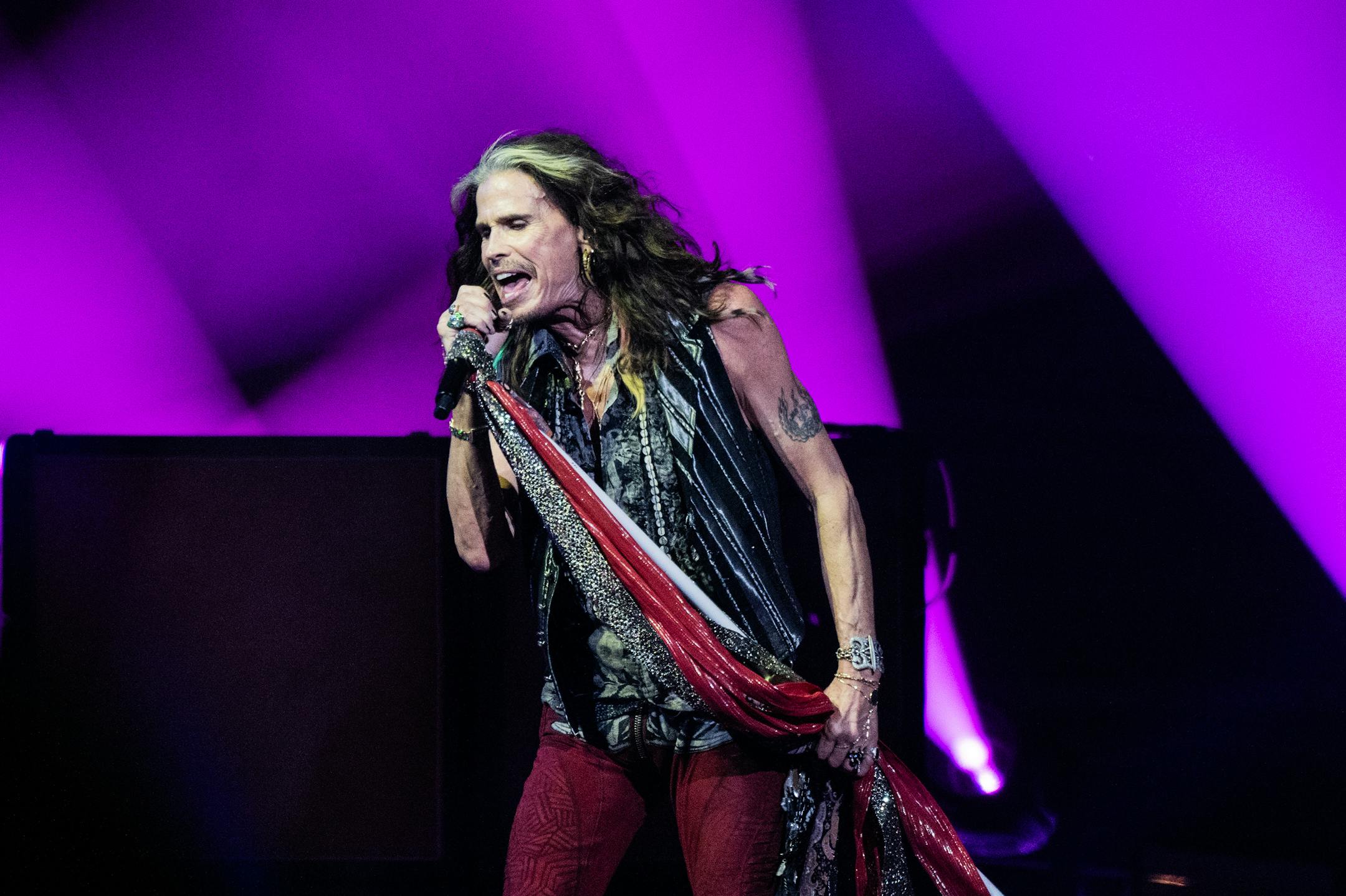 Steven Tyler of Aerosmith performs onstage at the Wells Fargo Center on Sept. 2, 2023, in Philadelphia. (Lisa Lake/Getty Images/TNS) ORG XMIT: 89859741W