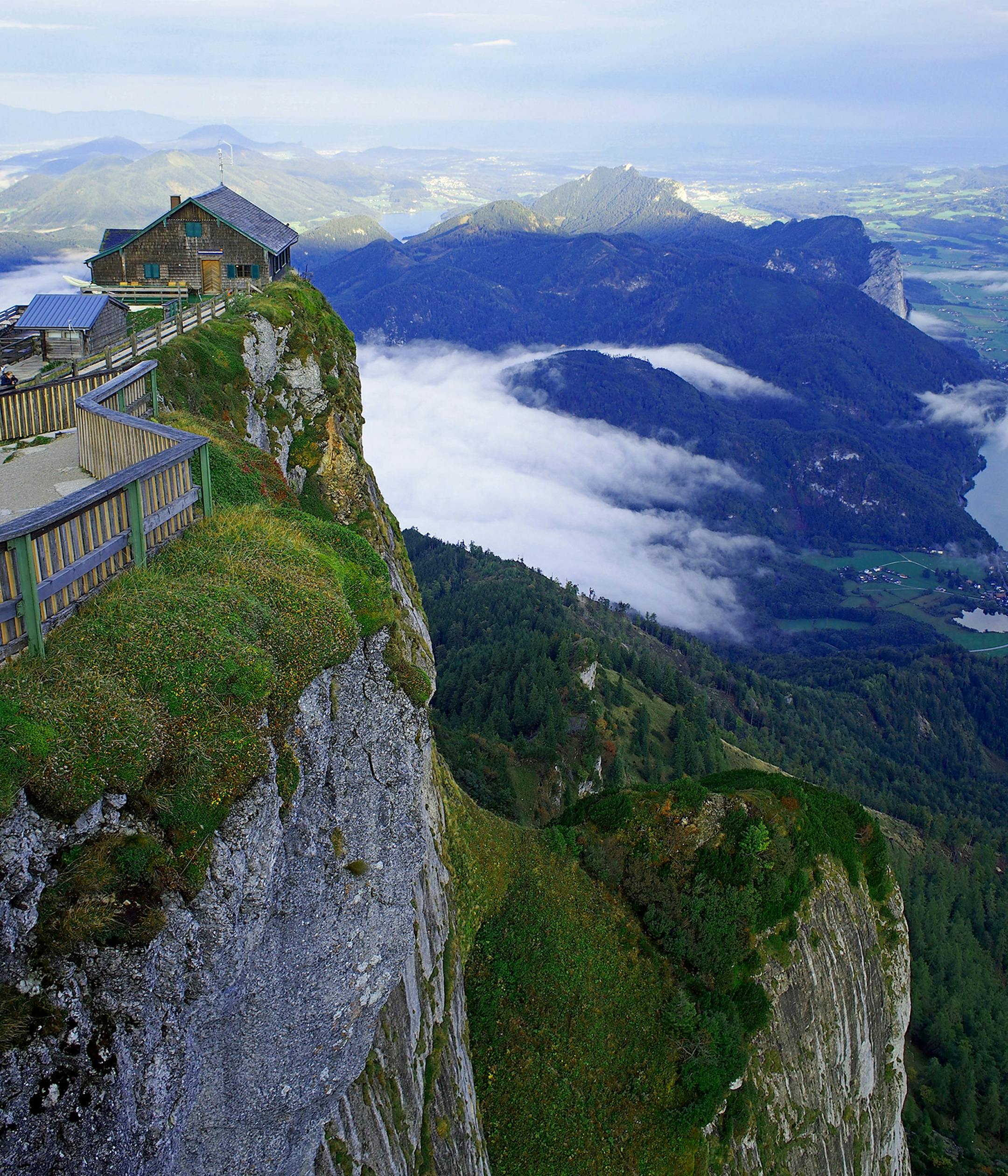 Thes early morning shots were taken in September, 2018, at the Shafsbergspitze, a hotel at the 5,850' summit of Schafsberg, a mountain in the Austrian state of Salzburg. Reached only by a cog railway, the hotel is located within the Salzkammergut Mountains range of the Northern Limestone Alps, at the shore of Wolfgangsee Lake. They were taken with an Olympus OMD E-M5 micro four-thirds camera equipped with an Olympus 17mm 1:1.8 lens.
I (James M. Hamilton, St. Paul) shot this on the morning of Sep