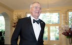 Former Vice President Walter Mondale arrives for a state dinner for Japanese Prime Minister Shinzo Abe, Tuesday, April 28, 2015, at the White House in