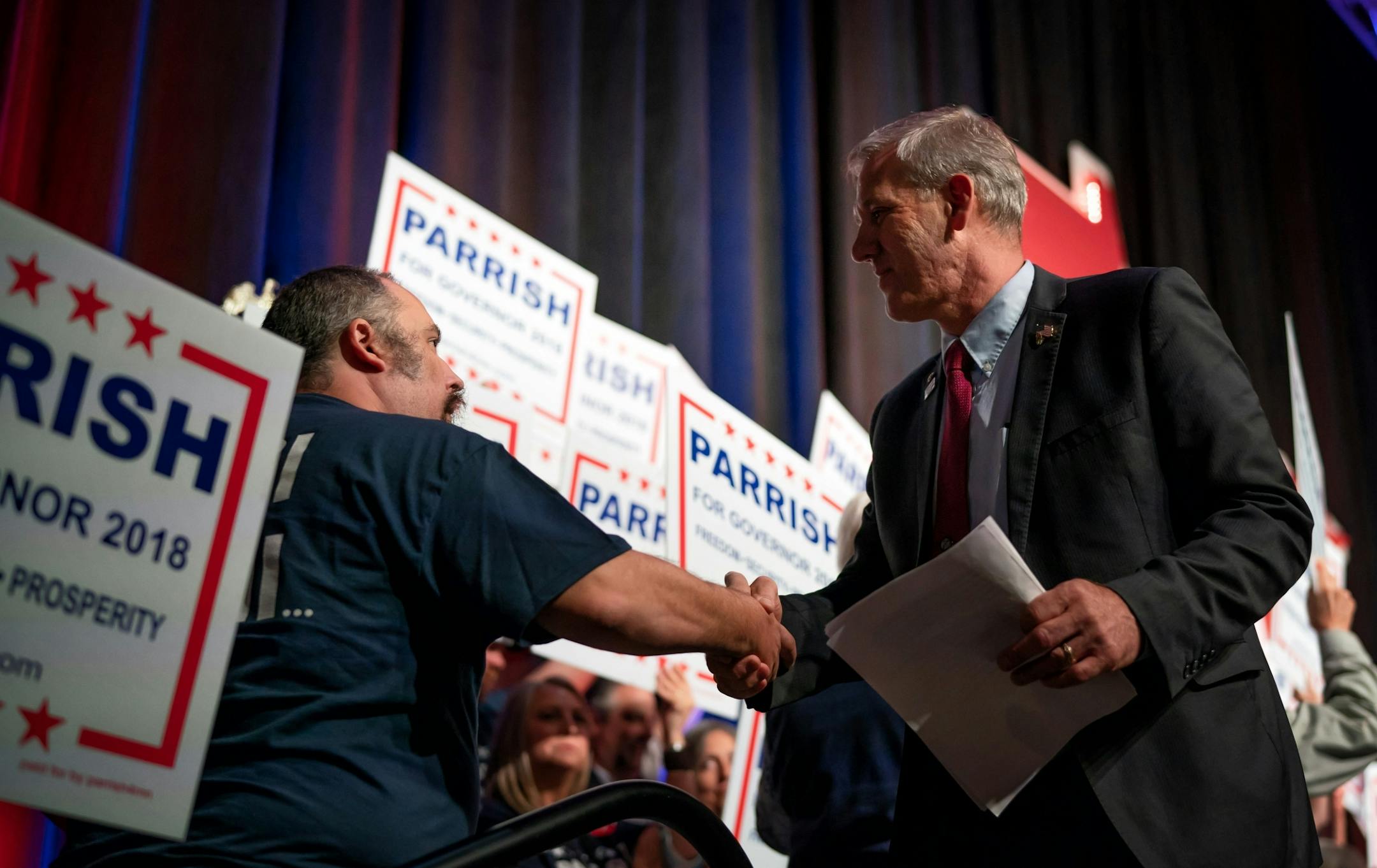 Republican candidate for Governor Phillip Parish thanked supporters as they took to the stage.