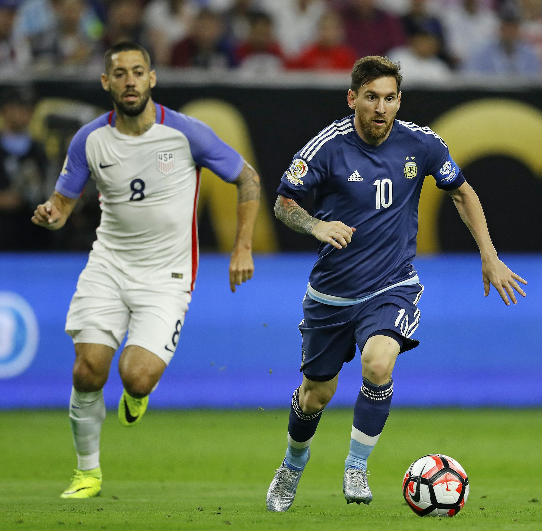 Argentina star Lionel Messi dribbled the ball past Clint Dempsey in his team&#x2019;s 4-0 rout of the United States on Tuesday. Messi scored a goal and had two assists in the Copa America semifinal.