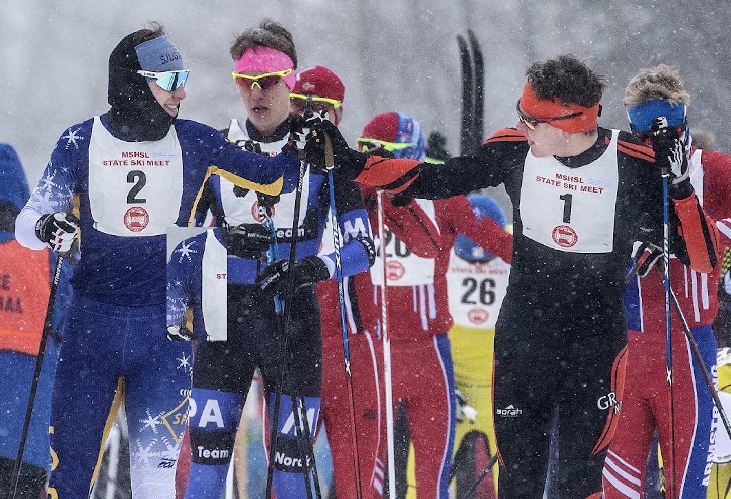 Skiers got ready for the start of the 5K Classical event at the state Nordic skiing tournament last year at Giants Ridge.