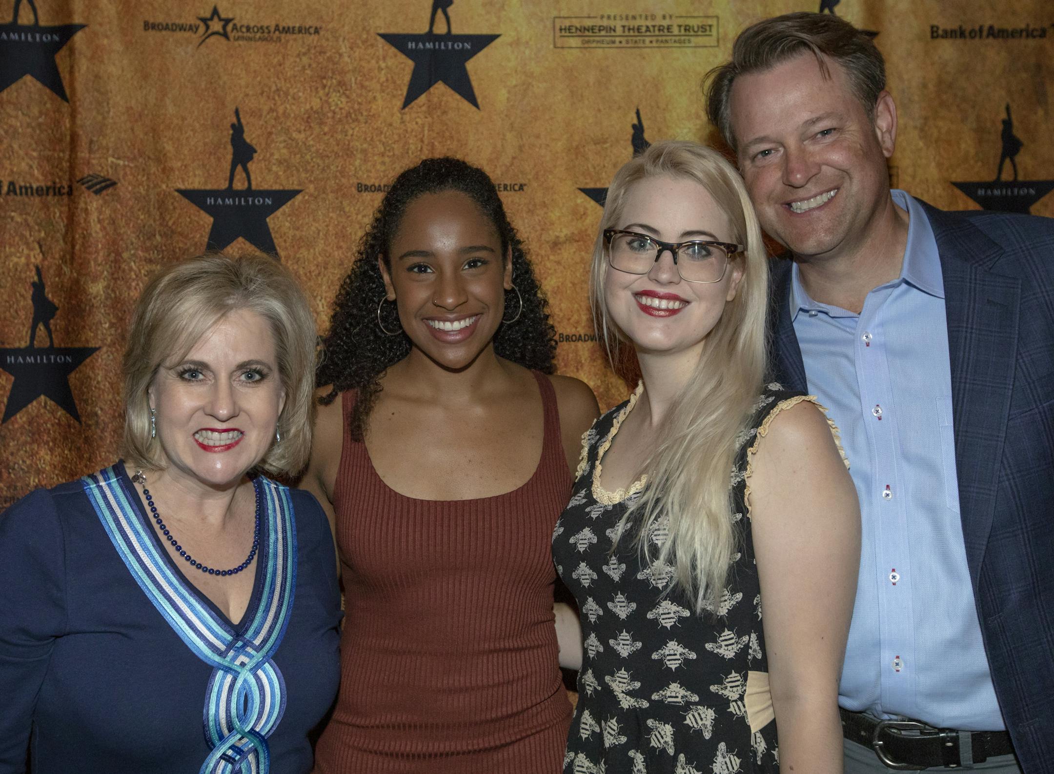 Elizabeth, Brynja and Rich Kleber with "Hamilton" cast member Justice Moore, second from left.