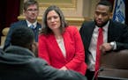 Minneapolis City Council President Lisa Bender spoke to attendees of a council meeting in January 2018.