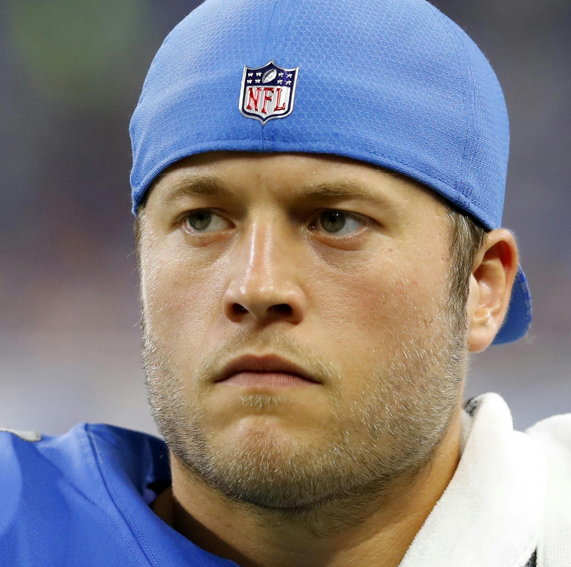 Detroit Lions quarterback Matthew Stafford walks on the sidelines during the first half of an NFL football game against the Atlanta Falcons, Sunday, Sept. 24, 2017, in Detroit. (AP Photo/Paul Sancya)
