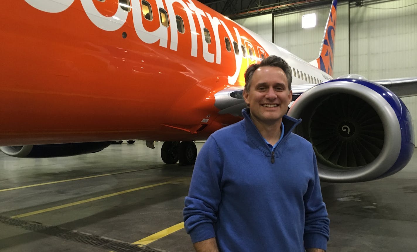 Jude Bricker, chief executive of Sun Country Airlines, on Tuesday, Dec. 11, 2018, at Minneapolis-St. Paul International Airport.