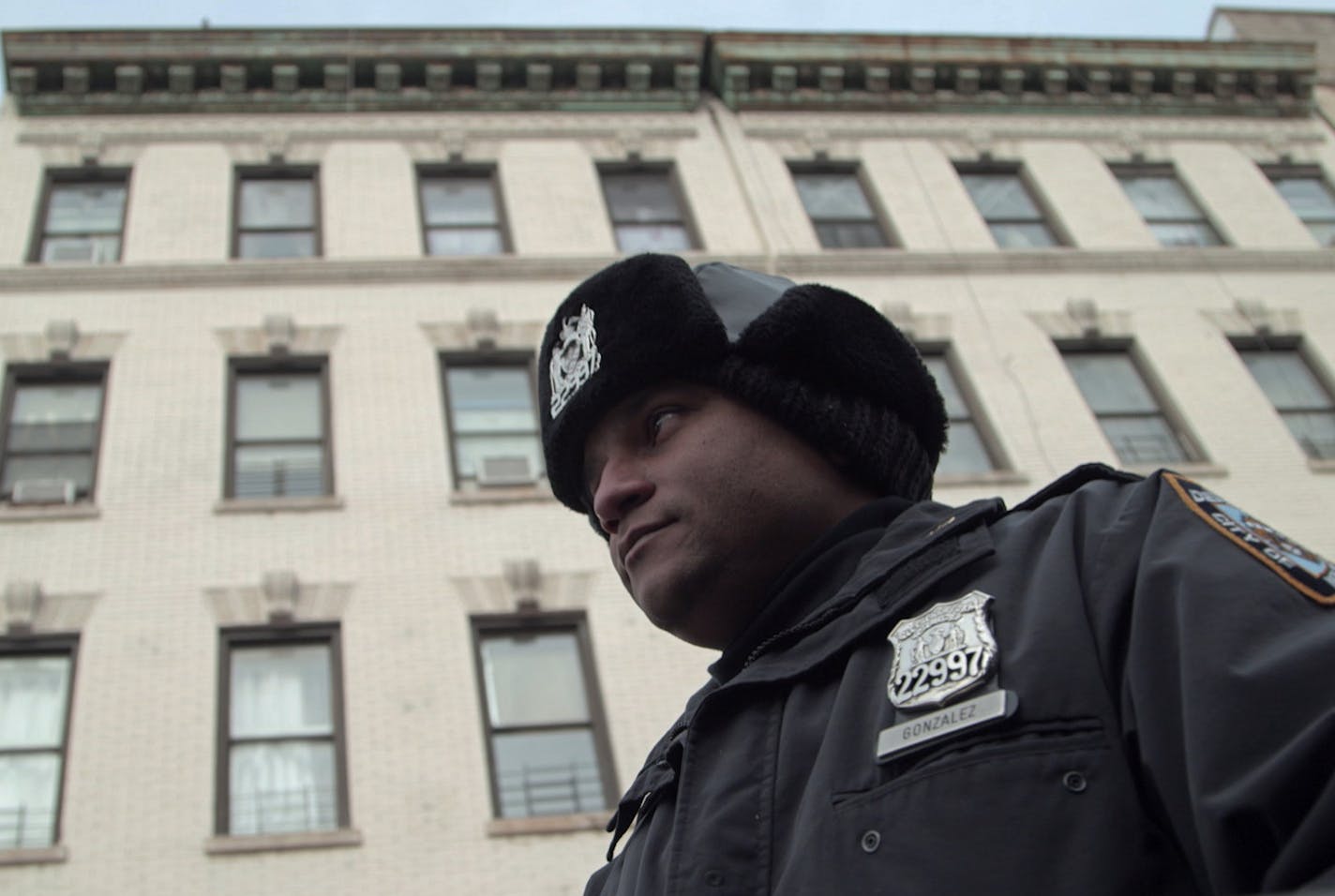 Officer Sandy Gonzalez in the Bronx in a scene from the Hulu documentary "Crime + Punishment." (Photo by Mud Horse Pictures/Hulu)