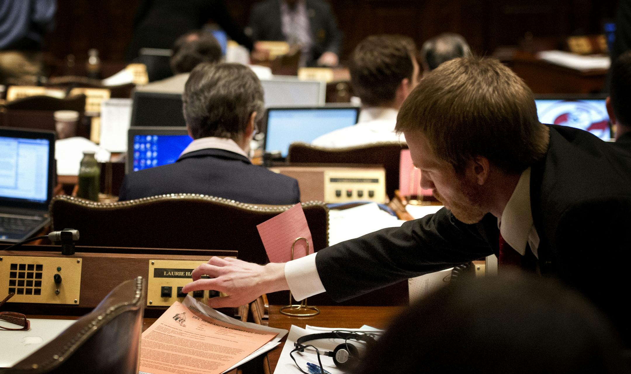 Rep. Ben Lien, DFL-Moorhead, voted on an amendment to the education bill for Rep. Laurie Halverson, DFL-Eagan.