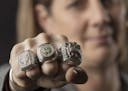 Lynx head coach Cheryl Reeve showed the three championship rings that her team has won during Minnesota Lynx media day at Mayo Clinic Square Monday Ma