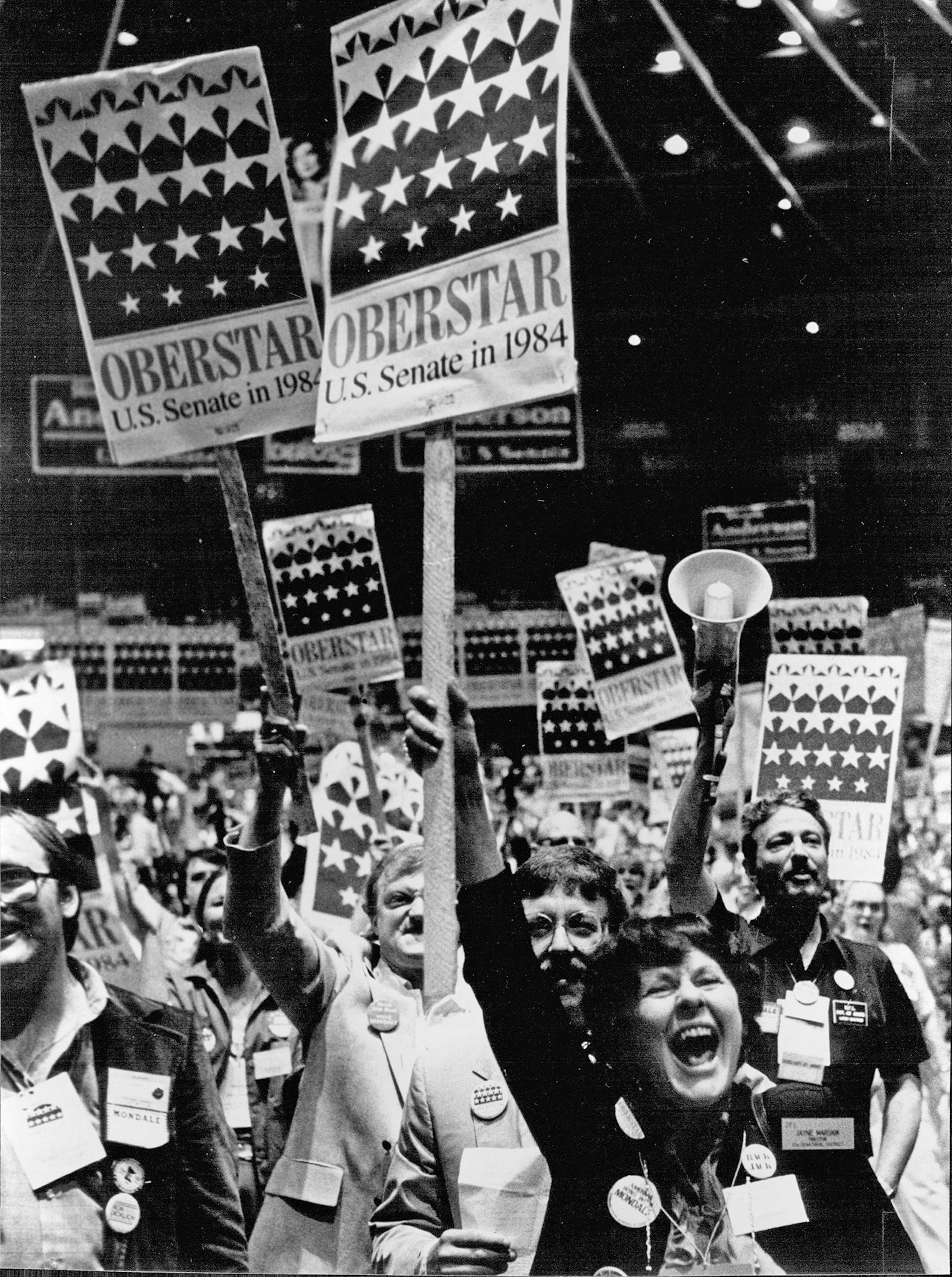 June 17, 1984 James Oberstar supporters cheered their candidate Saturday after he was nominated for endorsement. June 16, 1984 Duane Braley, Minneapolis Star Tribune