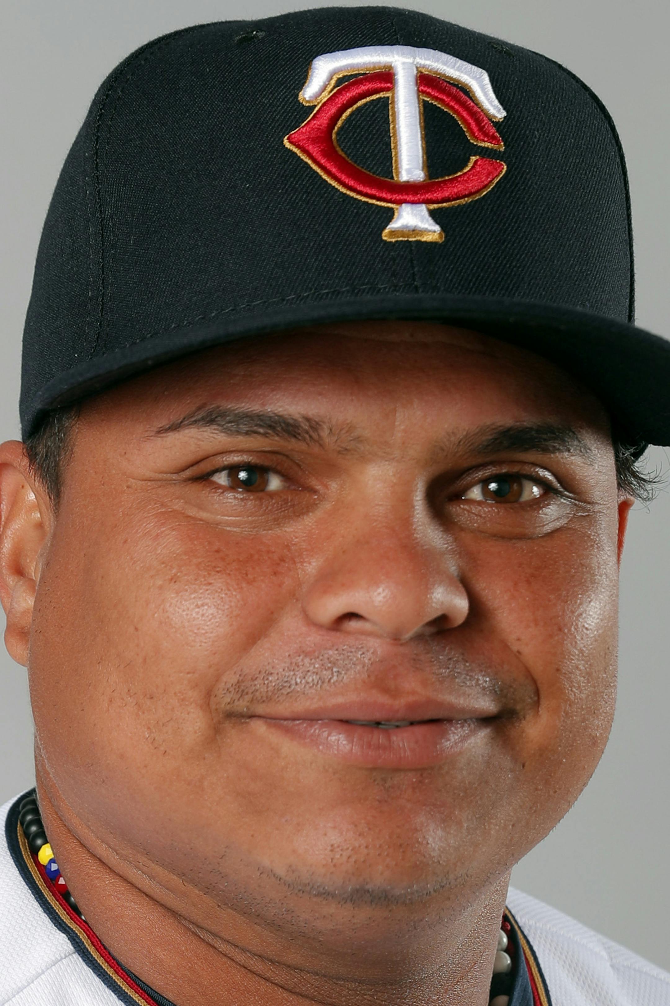 This is a 2019 photo of Willians Astudillo of the Minnesota Twins. This image reflects the 2019 active roster as of Feb. 22, 2019, when this image was taken. (AP Photo/Gerald Herbert) ORG XMIT: standard transref