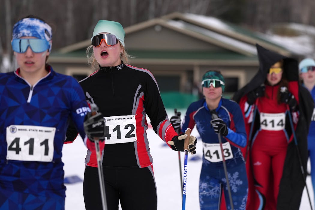 Duluth East senior Lydia Kraker lined up to compete in the girls classic event at the Nordic skiing state meet in Biwabik on Wednesday. She placed fifth overall in the pursuit, a combined two runs of classic and freestyle skiing. 
